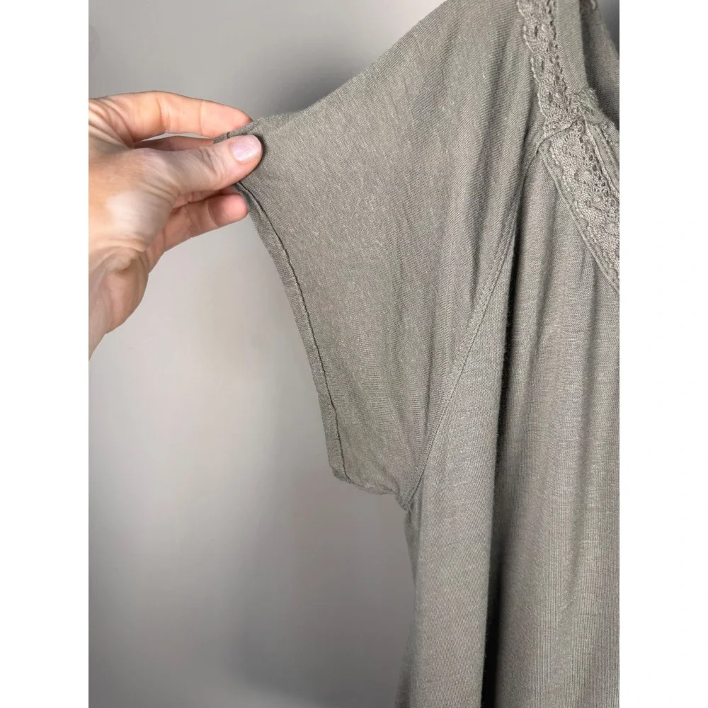 Free People Ruffle Henley Peplum Top Boho Cottagecore Linen Blend Size S